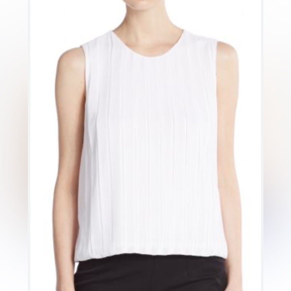 Calvin Klein white Pleated Bubble Top